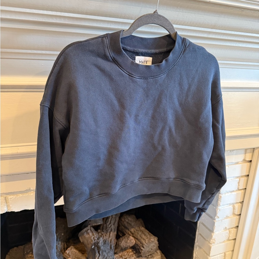 MATE the Label Cropped Blue Sweatshirt